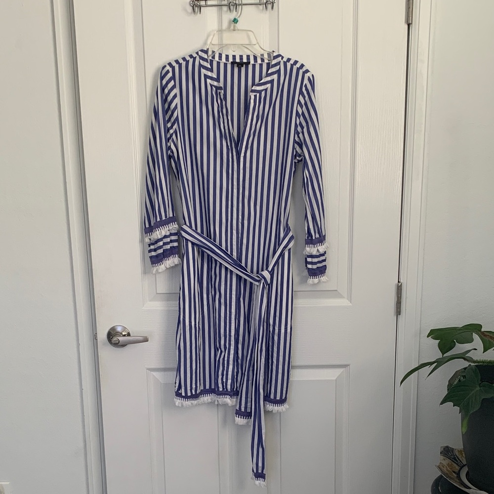 # 19 J. Crew Navy and White Striped Garment